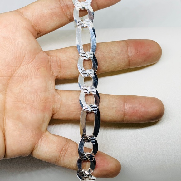 Sterling Silver 925 Men's Bracelet 9” 11mm - Picture 7 of 13